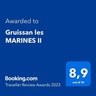 a blue calculator with the text awarded to christian las marinas ii at Gruissan les MARINES II in Gruissan