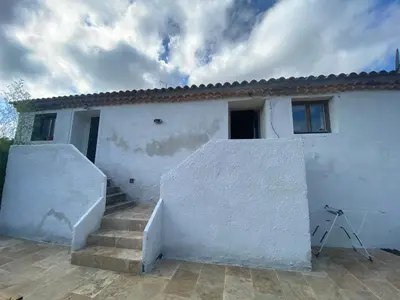 a bathroom with a sink and a shower and a tub at Gite a la ferme avec jacuzzi et sauna in Villefloure