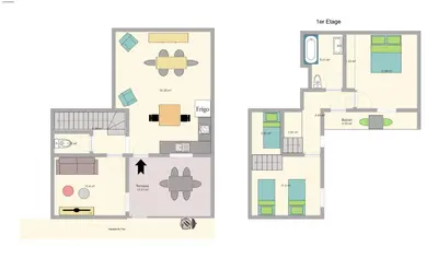 a floor plan of two condos at Le Gîte du Canal, à Homps. in Homps