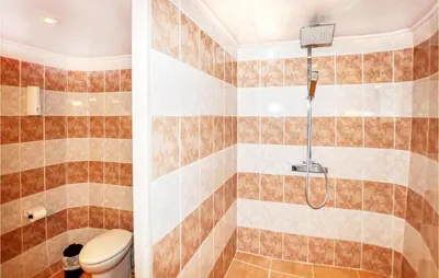 a bathroom with a toilet and a shower at Awesome Home In Villeneuve-Lès-Montréa in Villeneuve-lès-Montréal