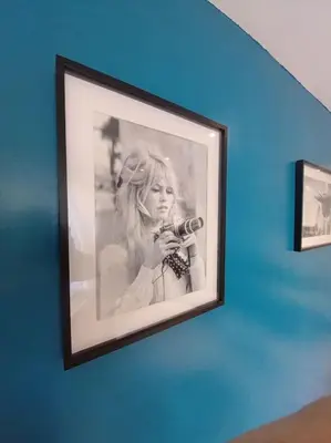 a black and white picture of a woman holding a microphone at Cosy T2, Meublé de tourisme 3 étoiles, Parking fermé , 2Vélos, Wi-Fi in Narbonne