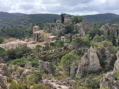 a village on the side of a mountain at B&B BonjourSoleil in Tourouzelle