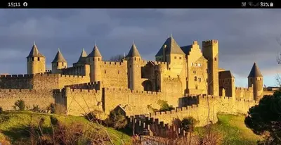 a large castle sitting on top of a hill at Gîte avec Piscine Proche de Carcassonne in Couffoulens
