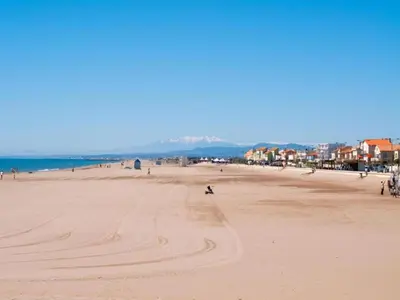 a view of a beach with people on it at Modern Comfort in Minervois in Pouzols-Minervois