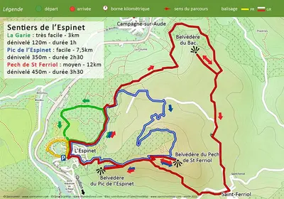 a map of a park with redazes on it at Evasion en pays Cathare in Quillan