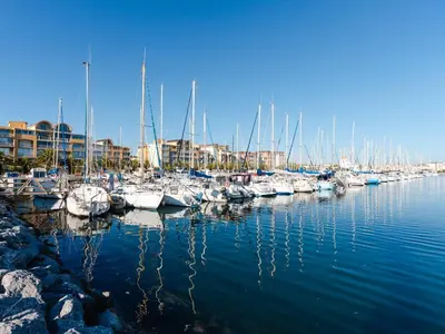 a group of boats docked in a marina at Appartement Gruissan - Parking Privé, Animaux Acceptés - FR-1-409A-16 in Gruissan