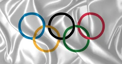 two colorful olympic rings sitting on a white cloth at Le refuge de Saint-Gimer in Carcassonne
