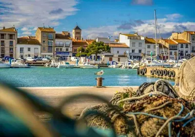a view of a harbor with boats in the water at Charmant appartement à Sigean - 23 m² - Climatisation in Sigean
